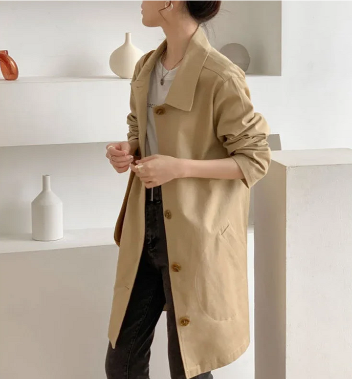 Pauline | Trench Long Femme Boutons Col Revers
