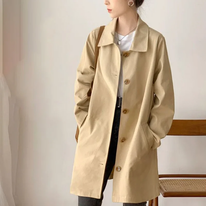 Pauline | Trench Long Femme Boutons Col Revers