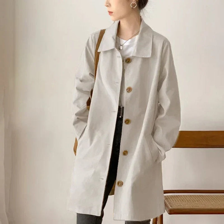 Pauline | Trench Long Femme Boutons Col Revers