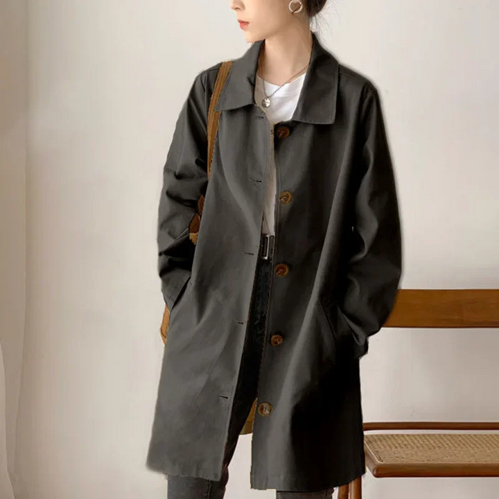 Pauline | Trench Long Femme Boutons Col Revers