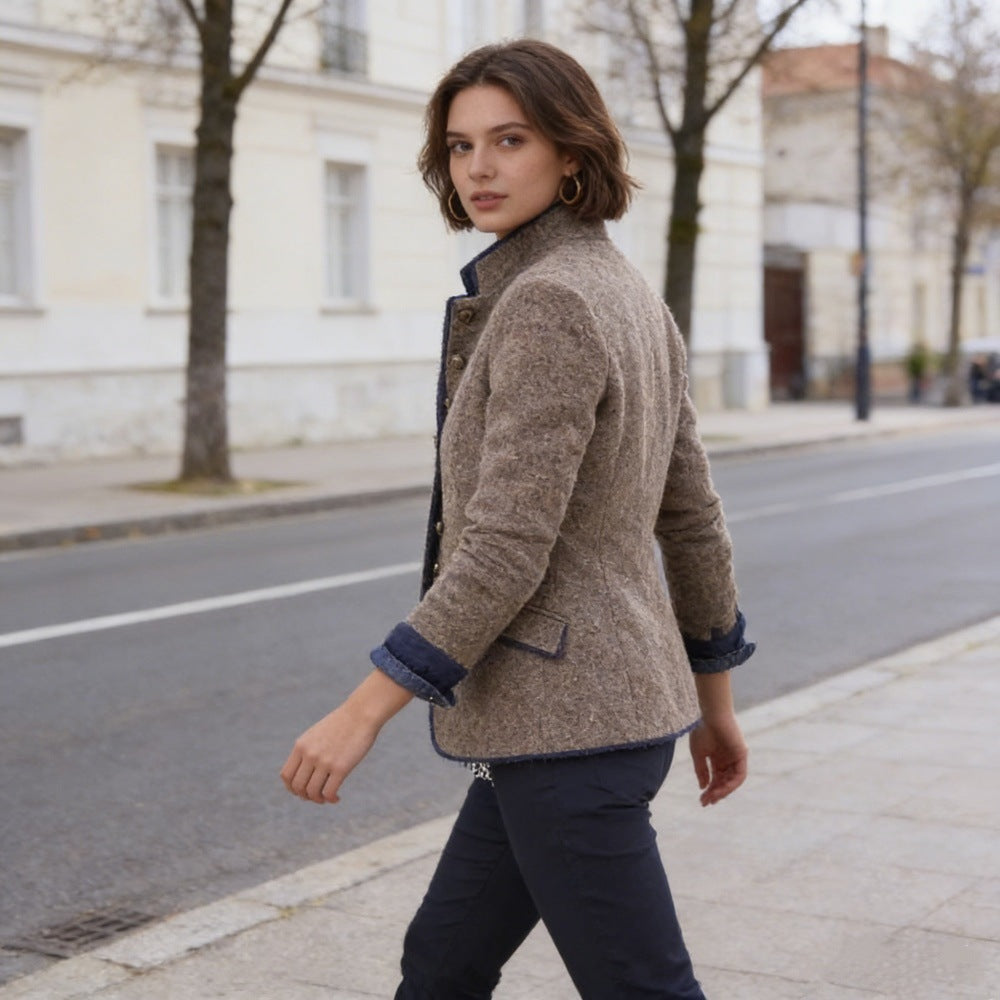 Pauline | Veste en Laine Habillée Femme Col Montant