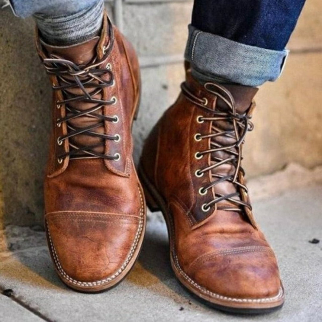 Quentin | Bottines Homme Cuir à Lacets Semelle Caoutchouc