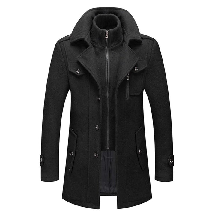 Quentin | Manteau en Laine Homme Long Col Roulé Double Épaisseur