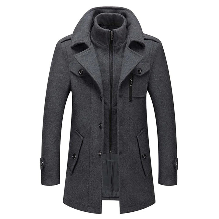 Quentin | Manteau en Laine Homme Long Col Roulé Double Épaisseur