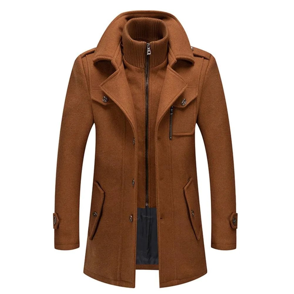 Quentin | Manteau en Laine Homme Long Col Roulé Double Épaisseur