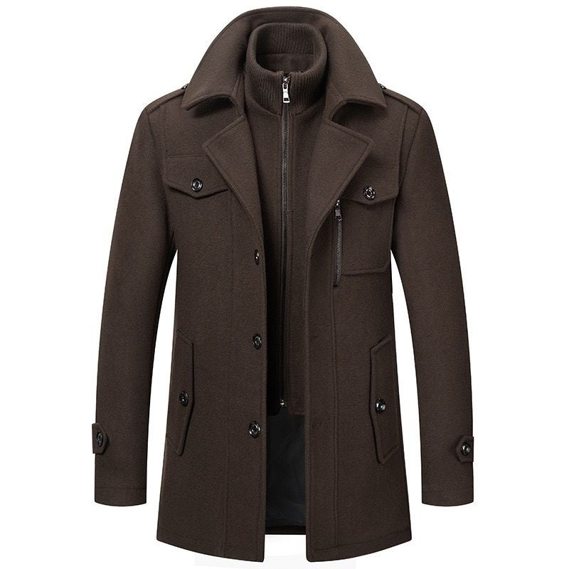 Quentin | Manteau en Laine Homme Long Col Roulé Double Épaisseur