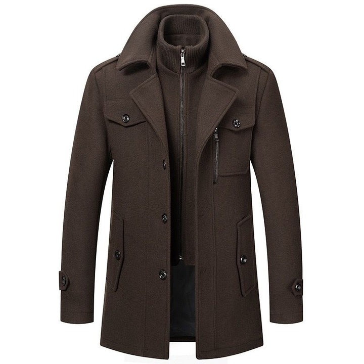 Quentin | Manteau en Laine Homme Long Col Roulé Double Épaisseur