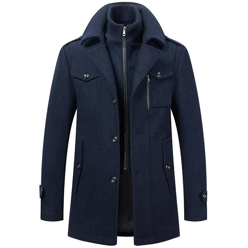 Quentin | Manteau en Laine Homme Long Col Roulé Double Épaisseur