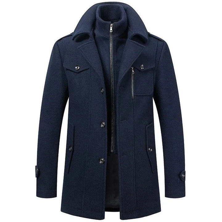 Quentin | Manteau en Laine Homme Long Col Roulé Double Épaisseur