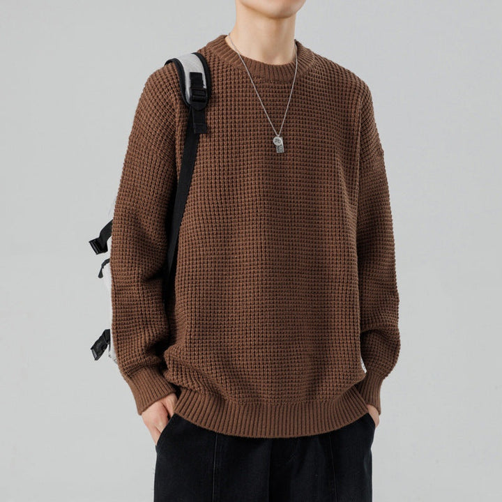 Quentin | Pull en Maille Gaufrée Homme Col Rond Oversize