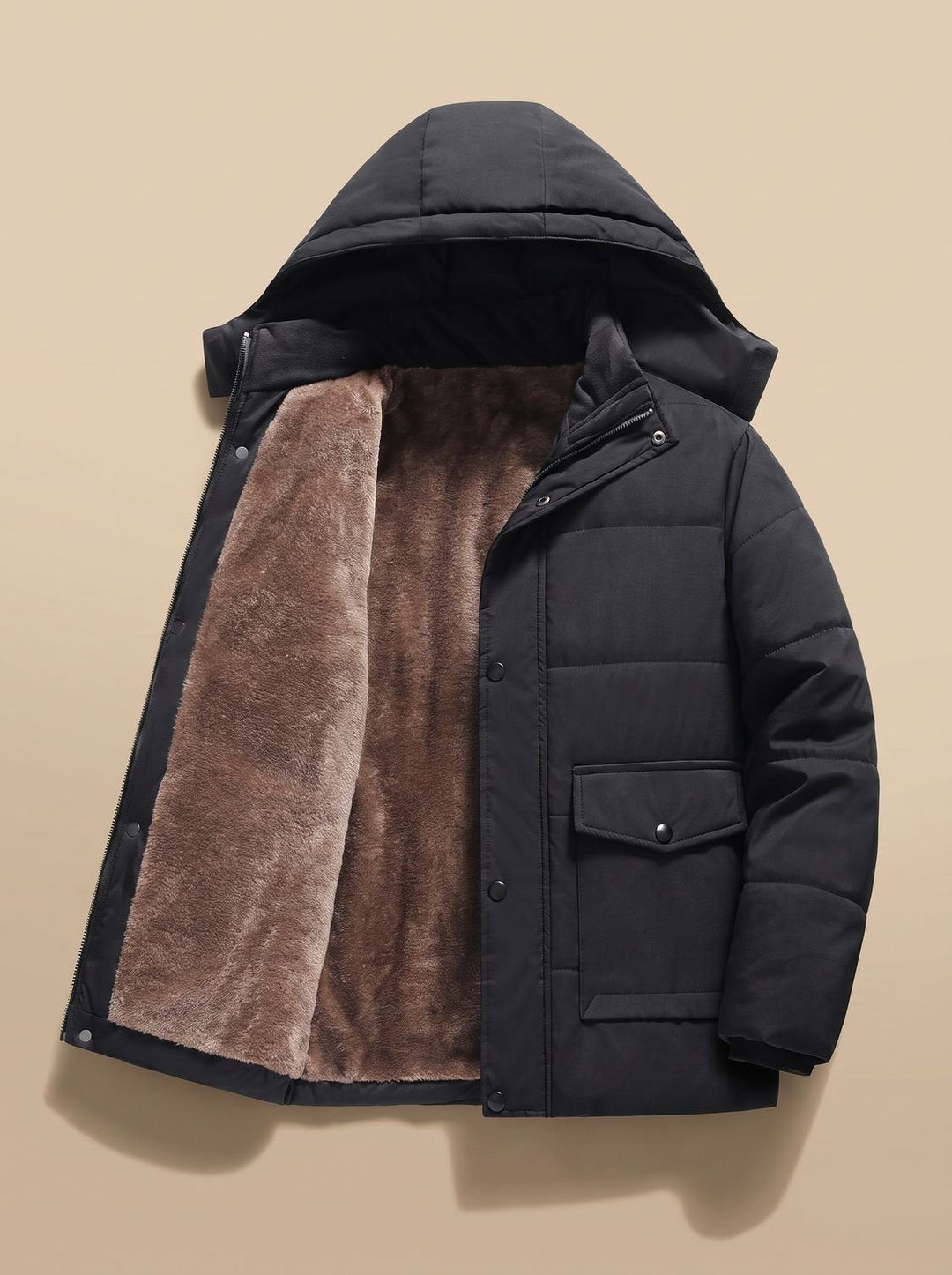 Raphaël | Blouson Hiver Homme Matelassé Doublure Polaire à Capuche