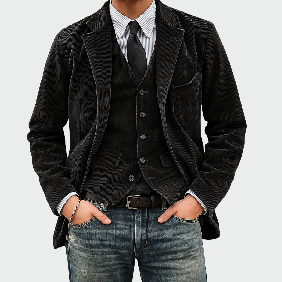 Raphaël | Ensemble Blazer et Gilet en Velours Côtelé Homme