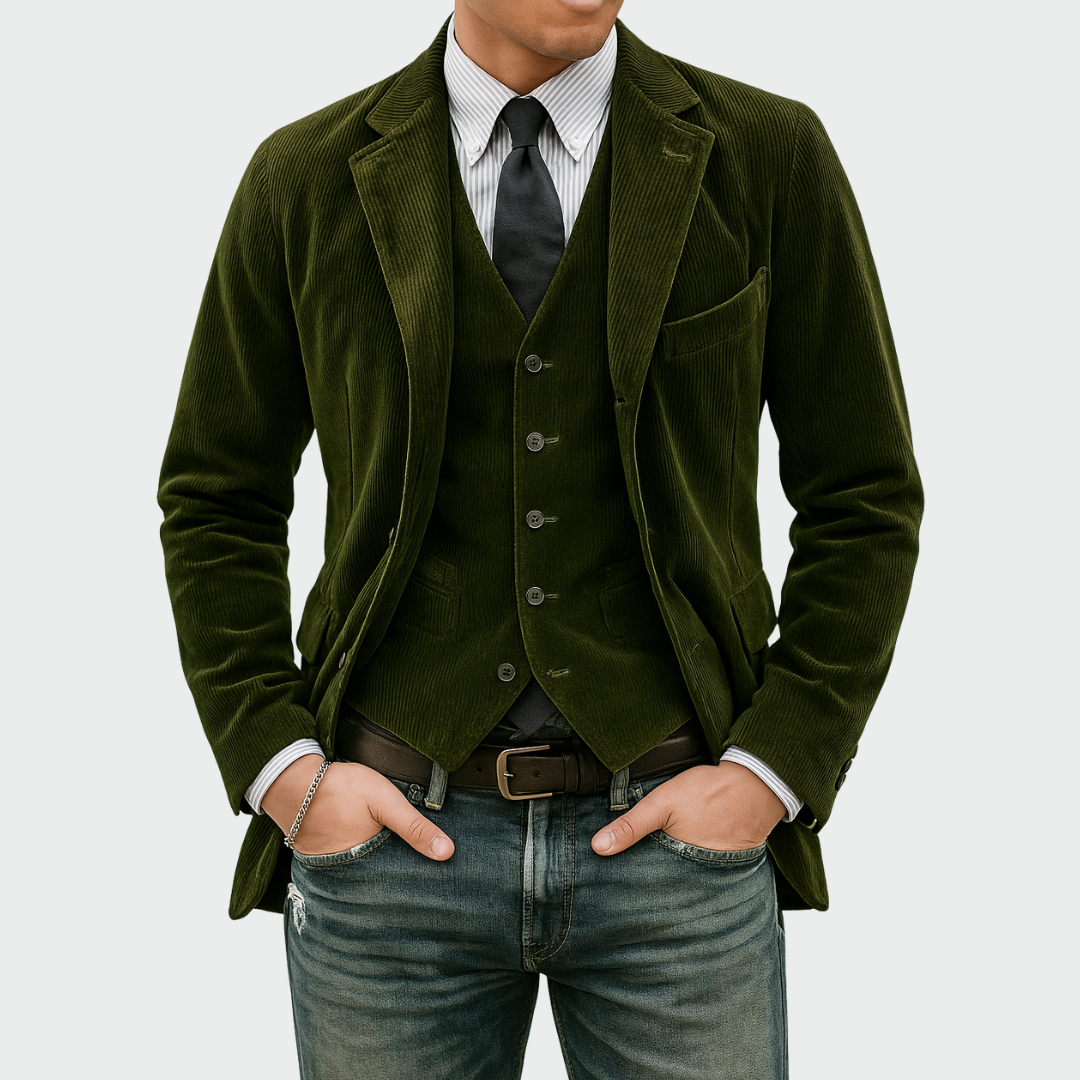 Raphaël | Ensemble Blazer et Gilet en Velours Côtelé Homme