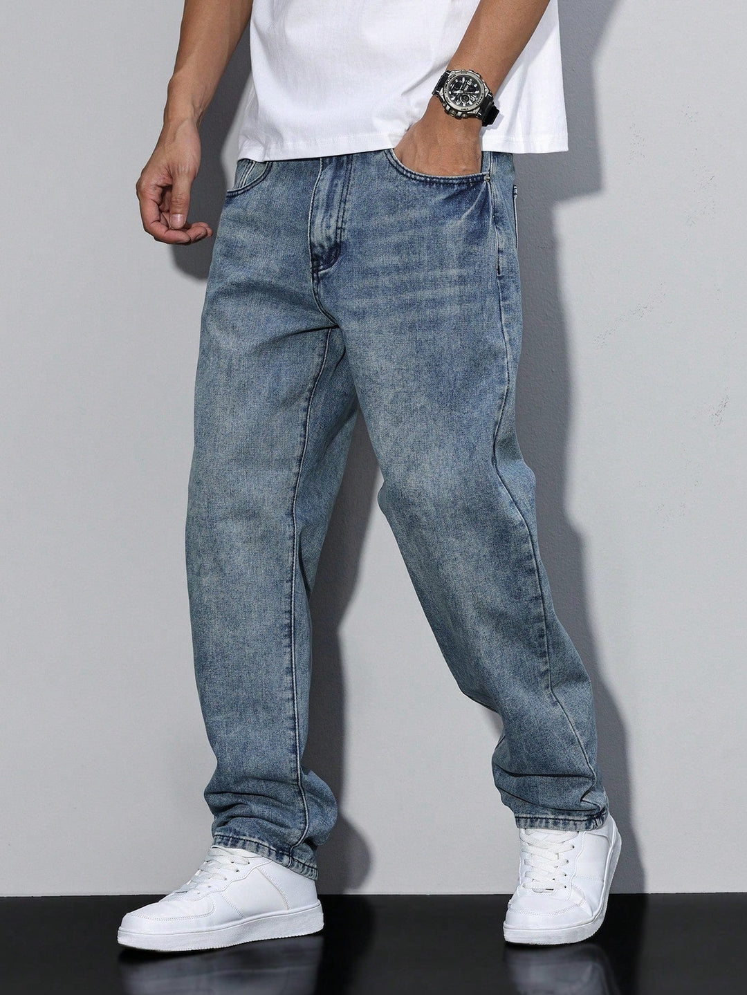 Raphaël | Jean Large Homme Coupe Droite Délavé