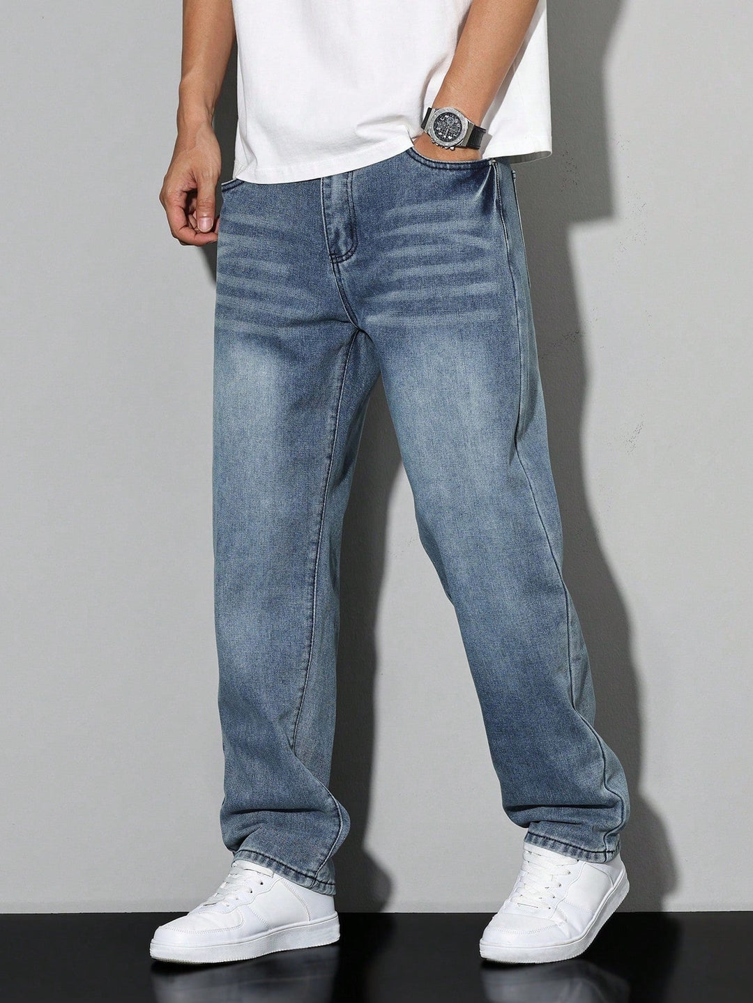 Raphaël | Jean Large Homme Coupe Droite Délavé