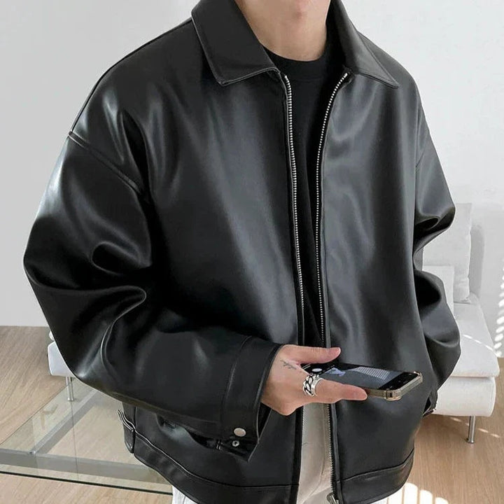 Romain | Blouson Cuir Homme Oversize Fermeture Éclair