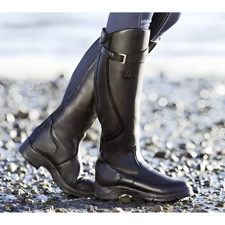 Romane | Bottes Cuir Femme Imperméables Hauteur Genou Boucle