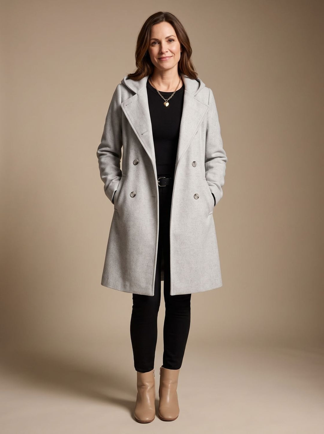 Romane | Caban en Laine Femme Manteau d'Hiver Double Boutonnage