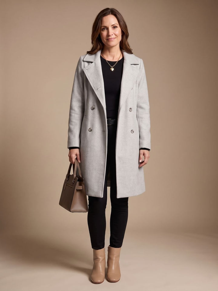 Romane | Caban en Laine Femme Manteau d'Hiver Double Boutonnage