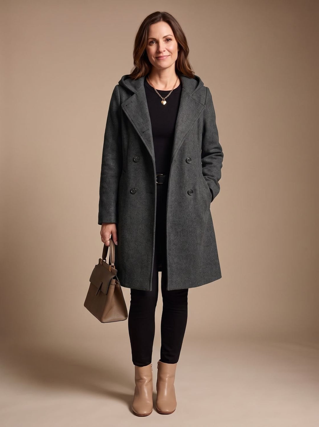Romane | Caban en Laine Femme Manteau d'Hiver Double Boutonnage