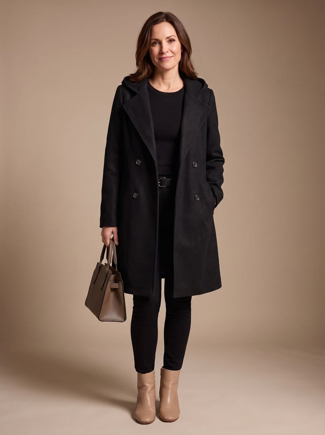 Romane | Caban en Laine Femme Manteau d'Hiver Double Boutonnage