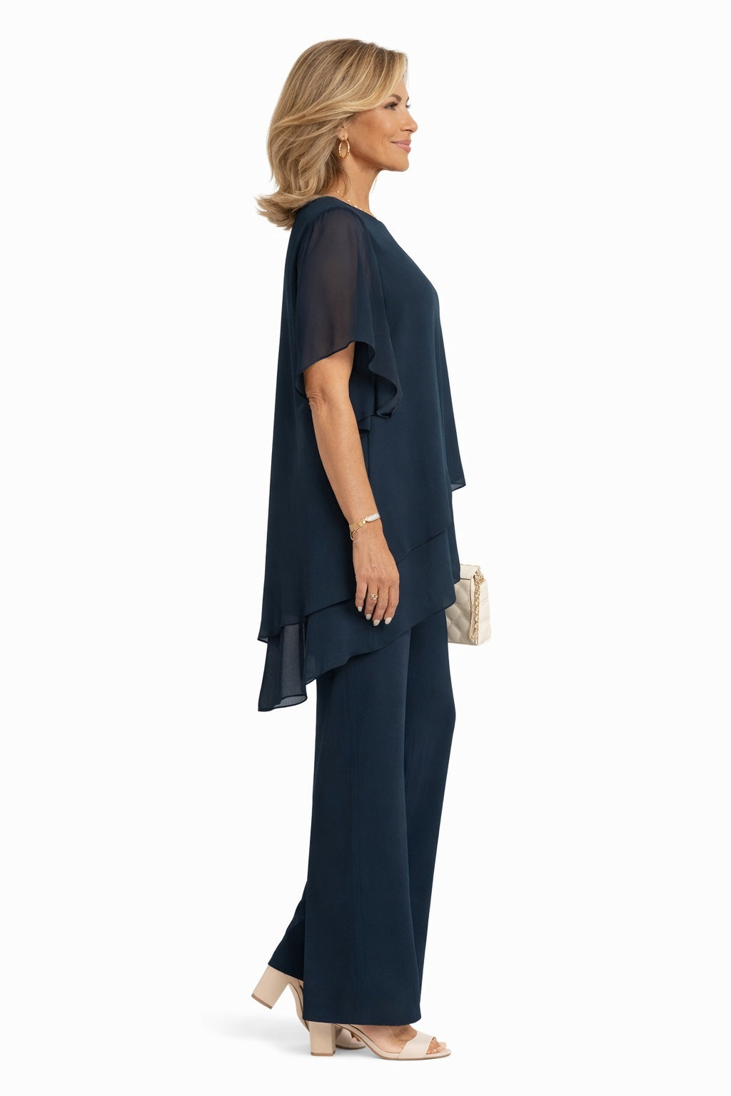 Romane | Ensemble Pantalon Large Chiffon Femme Cérémonie