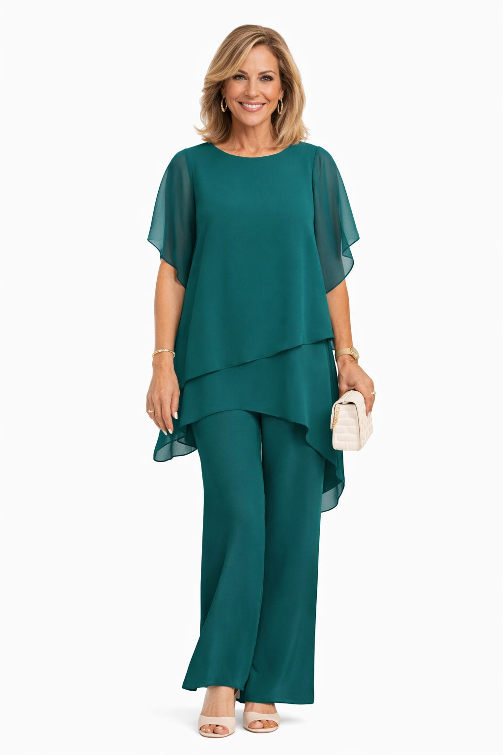 Romane | Ensemble Pantalon Large Chiffon Femme Cérémonie