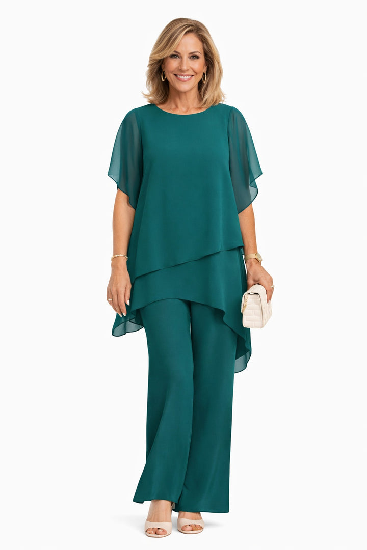 Romane | Ensemble Pantalon Large Chiffon Femme Cérémonie