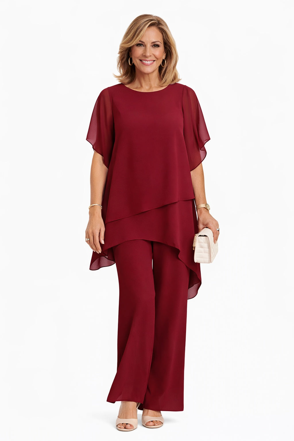 Romane | Ensemble Pantalon Large Chiffon Femme Cérémonie