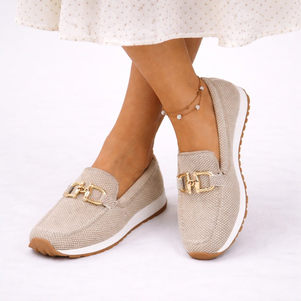 Romane | Mocassin Plateforme Femme Maille Légère Ornement Métal