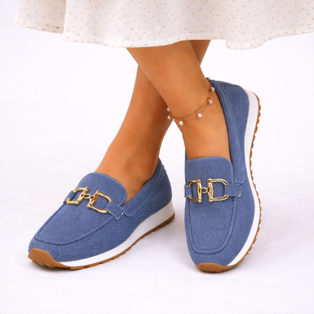 Romane | Mocassin Plateforme Femme Maille Légère Ornement Métal
