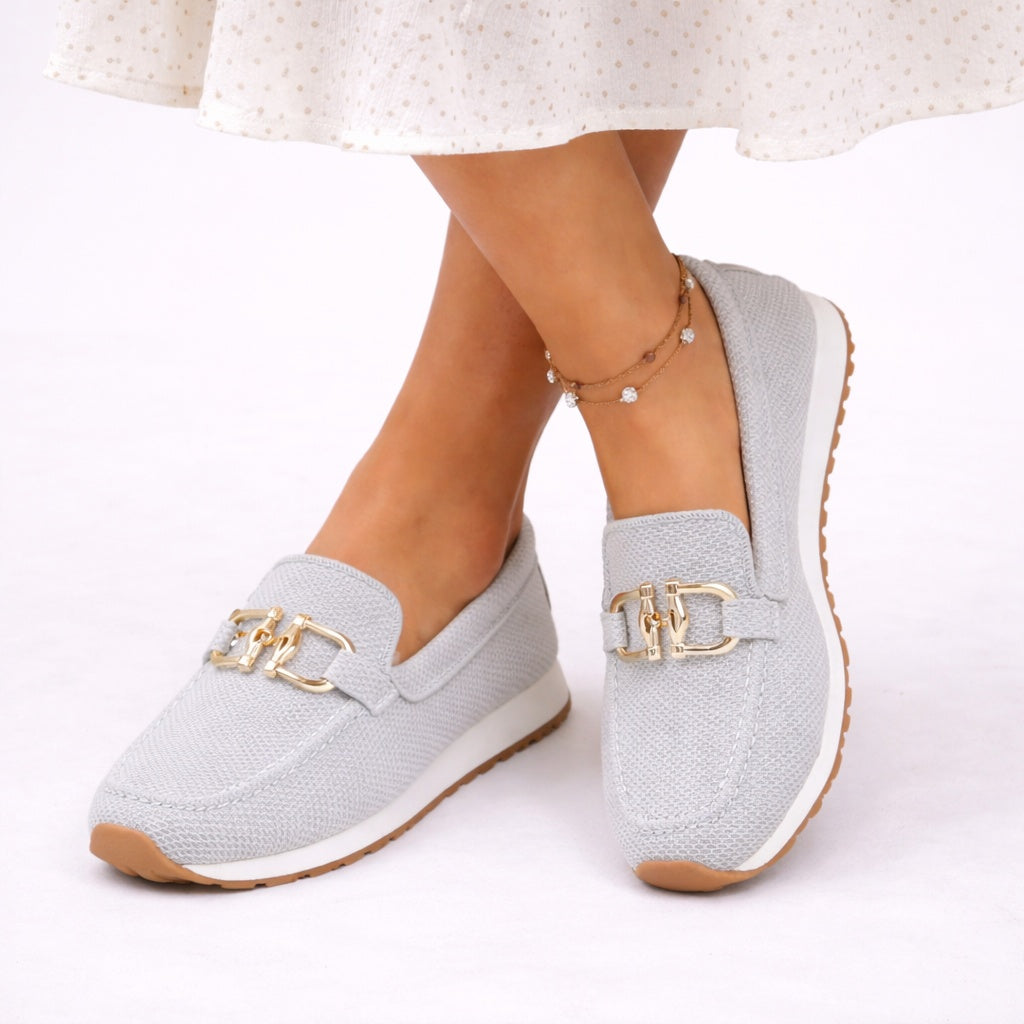 Romane | Mocassin Plateforme Femme Maille Légère Ornement Métal