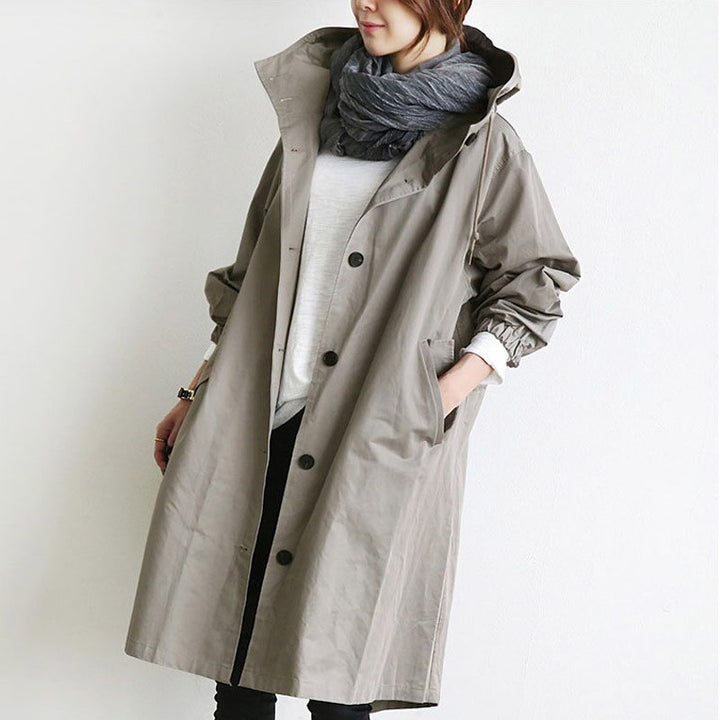 Romane | Trench Long Imperméable Femme Capuche Oversize