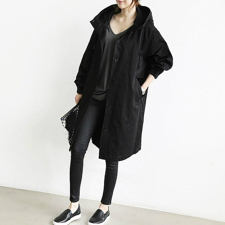 Romane | Trench Long Imperméable Femme Capuche Oversize