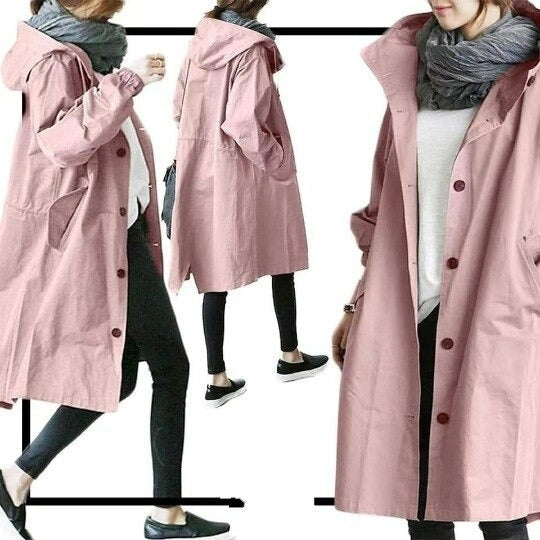 Romane | Trench Long Imperméable Femme Capuche Oversize
