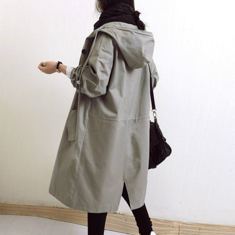 Romane | Trench Long Imperméable Femme Capuche Oversize