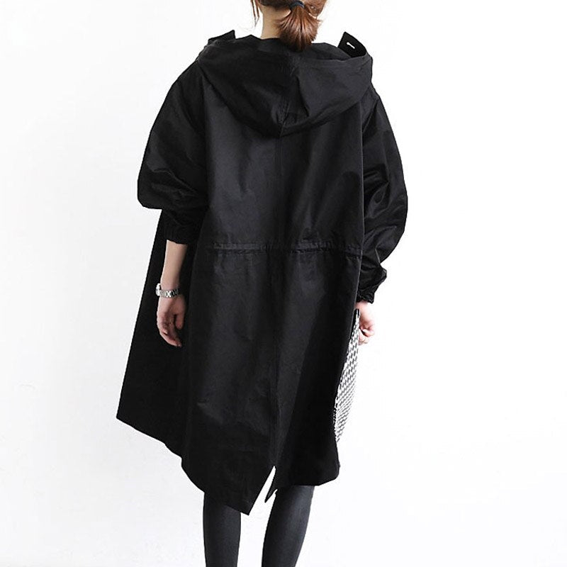 Romane | Trench Long Imperméable Femme Capuche Oversize