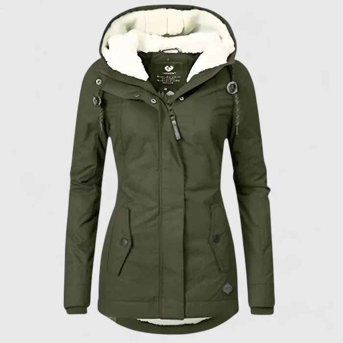 Romane | Veste Imperméable Femme Capuche Doublure Sherpa
