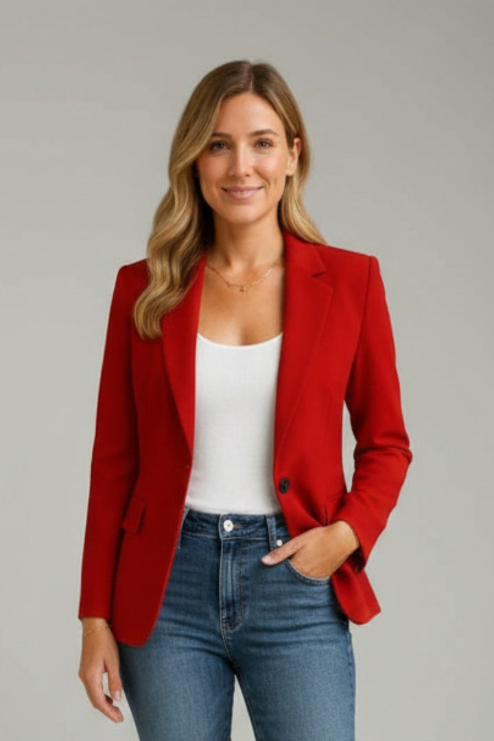 Salomé | Blazer Femme Col Cranté Coupe Ajustée Bouton Unique