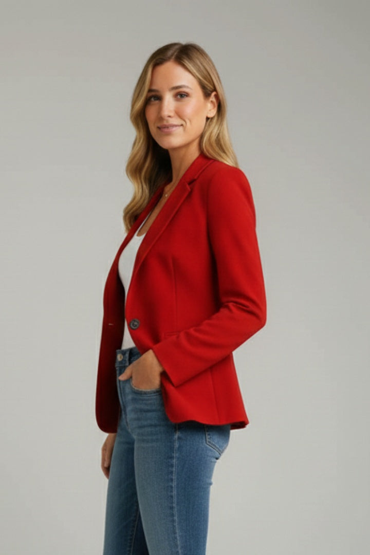 Salomé | Blazer Femme Col Cranté Coupe Ajustée Bouton Unique