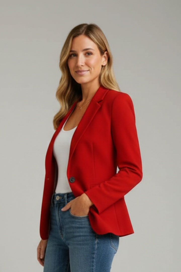 Salomé | Blazer Femme Col Cranté Coupe Ajustée Bouton Unique