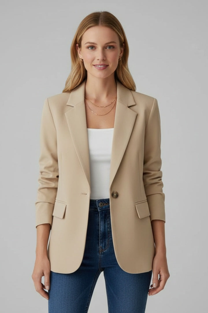 Salomé | Blazer Femme Col Cranté Coupe Ajustée Bouton Unique