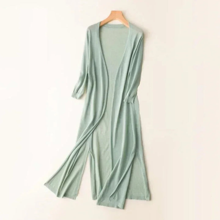 Salomé | Cardigan Long Femme Maille Légère Ouvert