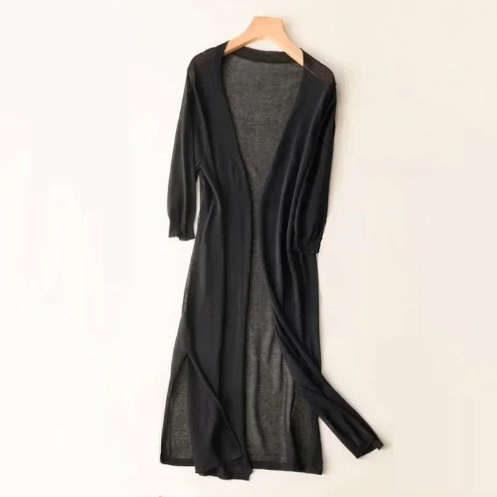 Salomé | Cardigan Long Femme Maille Légère Ouvert