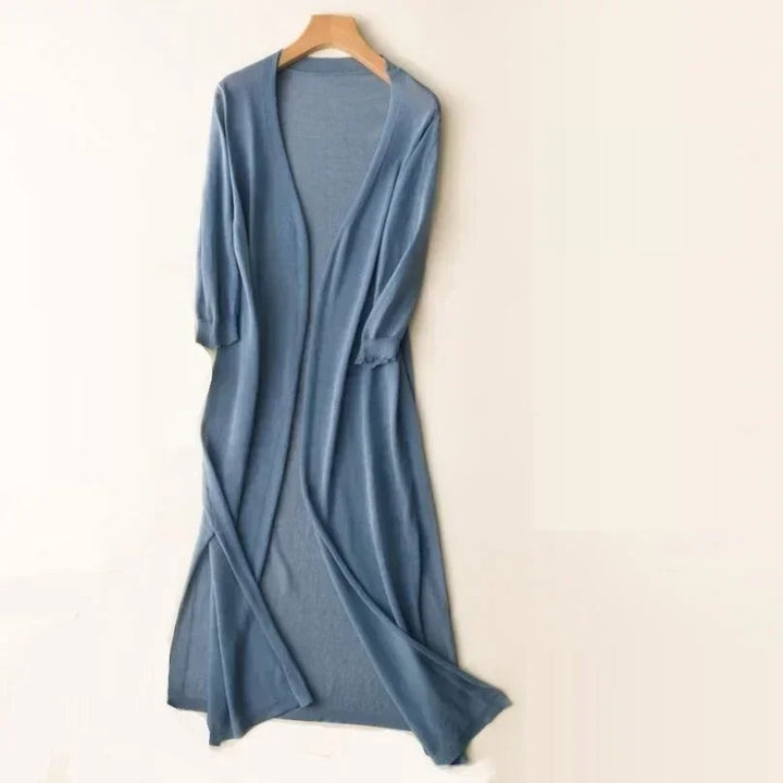 Salomé | Cardigan Long Femme Maille Légère Ouvert