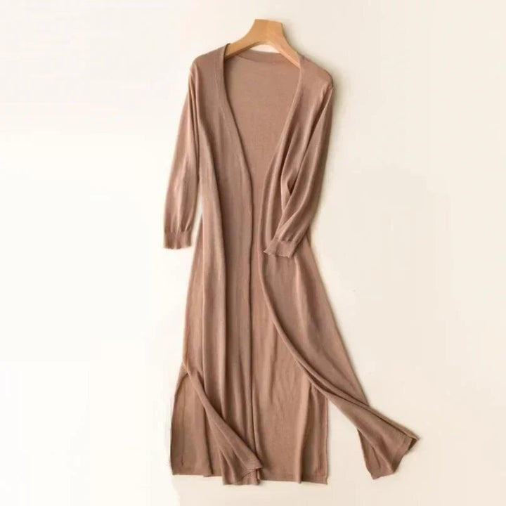 Salomé | Cardigan Long Femme Maille Légère Ouvert