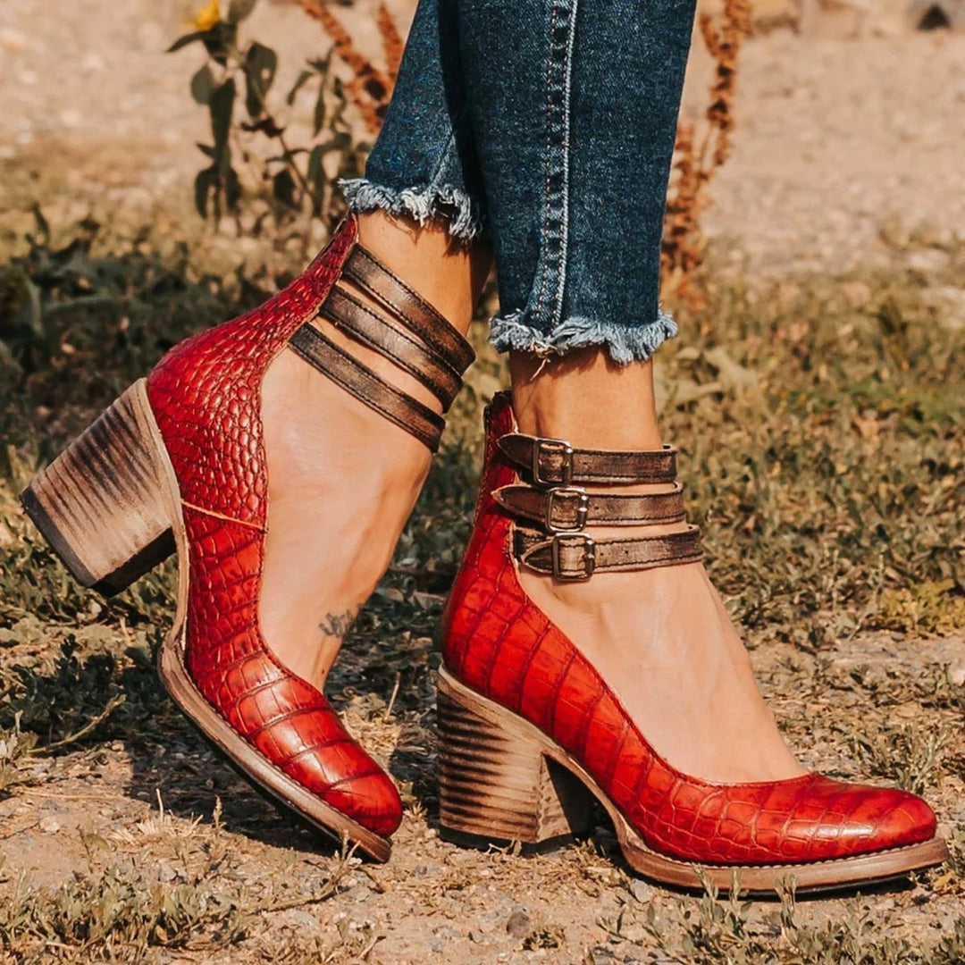 Salomé | Chaussure à Talon Femme Cuir Boucle Vintage