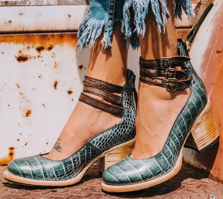 Salomé | Chaussure à Talon Femme Cuir Boucle Vintage