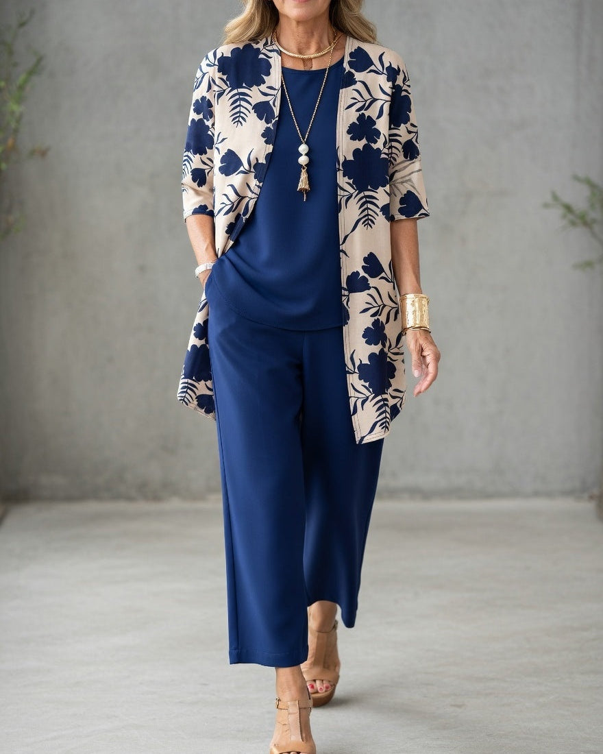 Salomé | Ensemble 3 Pièces Veste Habillée Longue Femme Imprimé Floral