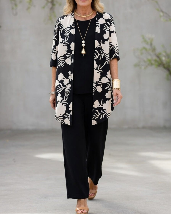 Salomé | Ensemble 3 Pièces Veste Habillée Longue Femme Imprimé Floral
